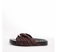 Lipsy Lipsy Chocolate Brown Twist Detail Monogram Scarf Print Footbed Sandals