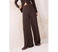 Lipsy Lipsy Chocolate Brown Wide Leg Crinkle Trousers