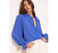 Lipsy Lipsy Cobalt Blue Chiffon Ruffle Placket Blouse