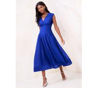 Lipsy Lipsy Cobalt Blue Petite Cinched Waist V-Neck Maxi Dress Cobalt Blue EU 38 (UK 10)