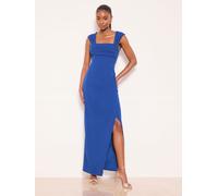 Lipsy Lipsy Cobalt Blue Square Neck Short Sleeve Ruched Maxi Dress Cobalt Blue EU 44 (UK 16)