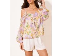 Lipsy Lipsy Cold Shoulder Strappy Ruffled Top