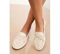 Lipsy Lipsy Cream Faux Leather Studded Casual Moccasin Loafers Cream EU 37 (UK 4)