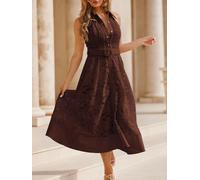 lipsy Lipsy Cutwork Lace Halter Neck Midi Shirt Dress Brun FR 38 (EU 36)