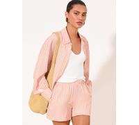 Lipsy Lipsy Elasticated Waistband Shorts Pink & Orange Striped 38
