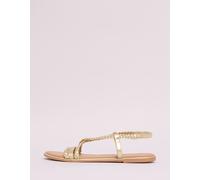 Lipsy Lipsy Gold Standard Fit Leather Plait Weave Flat Sandals