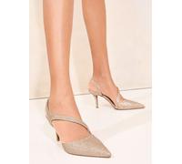 Lipsy Lipsy Gold Wide Fit Asymmetric Strap Court Shoes Gold EU 38 W (UK 5)