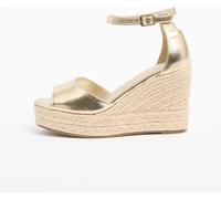 Lipsy Lipsy Gold Wide Fit Canvas Peep Toe Heeled Espadrille Wedge Sandals