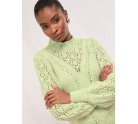 Lipsy Lipsy Green Pointelle Detail Stitch High Neck Knitted Jumper