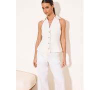 lipsy Lipsy Halterneck Collared Sleeveless Shirt pâle FR 40 (EU 38)
