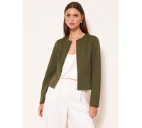 Lipsy Lipsy Khaki Green Cropped Collarless Blazer