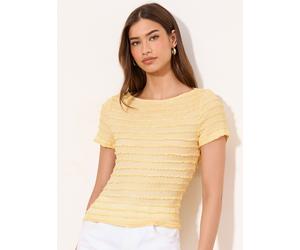 Lipsy Lipsy Lemon Yellow Textured Frill T-Shirt