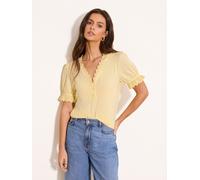 Lipsy Lipsy Lemon Yellow V-Neck Trim Detail Button Through Jersey Top