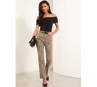 Lipsy Lipsy Leopard High Waist Straight Leg Jeans