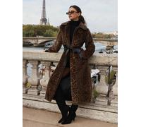 Lipsy Lipsy Leopard Print Petite Faux-Fur Belted Longline Coat