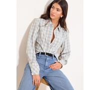 Lipsy Lipsy Light Blue Check Fitted Shirt Light Blue EU 38 (UK 10)