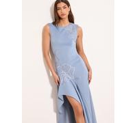 Lipsy Robe longue Lipsy Appliqué Fleuri à volants Aysmetrical coupe évasée Bleu clair EU 40 (UK 12)