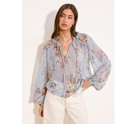 Lipsy Lipsy Light Blue Floral Tie Neck Blouse