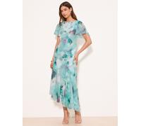 Lipsy Lipsy Light Blue Printed Tie Waist Short Sleeve Midi Dress Light Blue EU 40 (UK 12)