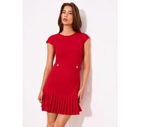 Lipsy Lipsy Red Pleated Hem Gold Button Detail Mini Dress Red EU 44 (UK 16)