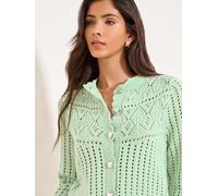 Lipsy Lipsy Mint Green Heart Buttoned Stitchy Scallop Knitted Cardigan