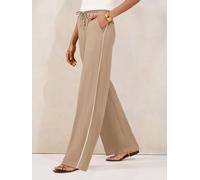 Lipsy Lipsy Mocha Brown Crinkle Wide Leg Trousers