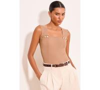 Lipsy Lipsy Mocha Brown Square Neck Buttoned Knit Vest Top