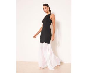 Lipsy Lipsy Mono Sheer Hem Pearl Trim 2-In-1 Maxi Dress Mono Sheer EU 36 (UK 8)