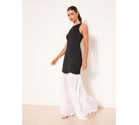 Lipsy Lipsy Mono Sheer Hem Pearl Trim 2-In-1 Maxi Dress Mono Sheer EU 40 (UK 12)