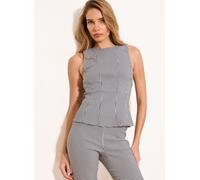 Lipsy Lipsy Monochrome Gingham Peplum Top