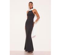 Lipsy Lipsy Monochrome High Neck Scarf Drape Maxi Dress Monochrome EU 46 (UK 18)