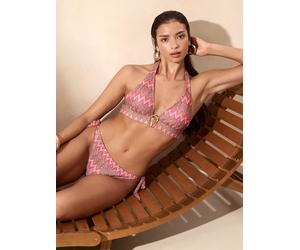 Lipsy Lipsy Multi Plush Plunge Textured Zig Zag Trim Bikini Top