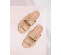 Lipsy Lipsy Natural Standard Fit Embellished Raffia Double Buckle Strap Footbed Sandals