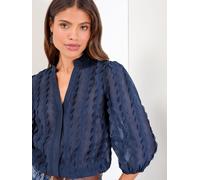 Lipsy Lipsy Navy Blue 3D Fabric Grandad Collar Short Sleeve Shirt Navy Blue EU 38 (UK 10)