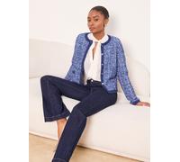 Lipsy Lipsy Navy Blue Boucle Textured Long Sleeve Buttoned Tipped Knitted Cardigan