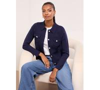 Lipsy Lipsy Navy Blue Collared Military Long Sleeve Knitted Cardigan Jacket With Pockets