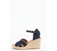 Lipsy Lipsy Navy Blue Faux Suede Wide Fit Woven Strap Heeled Espadrille Wedges
