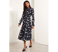 Lipsy Lipsy Navy Blue Long Sleeve Underbust Fit And Flare Midi Dress Navy Blue EU 36 (UK 8)