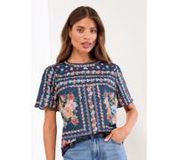 Lipsy Lipsy Navy Blue Printed Scallop Hem T-Shirt