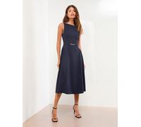 Lipsy Lipsy Navy Blue Sleeveless Snaffle Trim Midi Skater Dress Navy Blue EU 44 (UK 16)