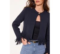 Lipsy Lipsy Navy Buttoned Fringe Layered Long Sleeve Knitted Cardigan