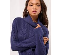 Lipsy Lipsy Navy Cowl Neck Longline Cable Knitted Jumper