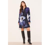 Lipsy Lipsy Navy Floral Placement Print Woven Mini Shirt Dress Navy EU 40 (UK 12)