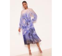 Lipsy Lipsy Navy Petite Floral Print Long Sleeve Midi Dress Navy EU 32 (UK 4)