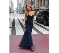 Lipsy Lipsy Navy Premium Mesh Fishtail Bandeau Maxi Prom Dress Navy EU 44 (UK 16)
