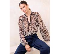 Lipsy Lipsy Neutral Animal Tie Neck Blouse