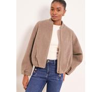 Lipsy Lipsy Neutral Collarless Bubble Hem Brushed Wool Look Jacket