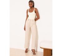Lipsy Lipsy Neutral Linen-Look Tapered Trousers