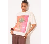 Lipsy Lipsy Neutral Palm Tree Print Short Sleeve T-Shirt