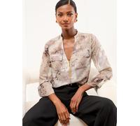 Lipsy Lipsy Neutral Snake Print Zip Front Utility Pocket Blouse